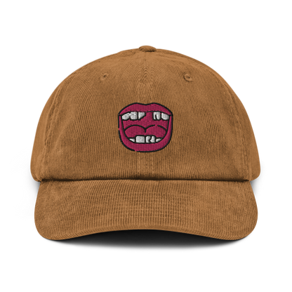 Gorra bordada de pana DIENTES camel