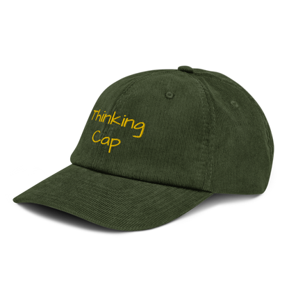 Gorra bordada de pana THINKING verde oliva