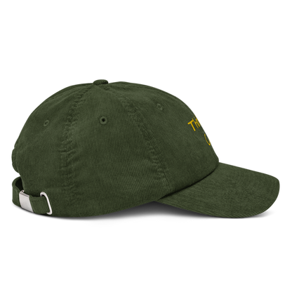 Gorra bordada de pana THINKING verde oliva