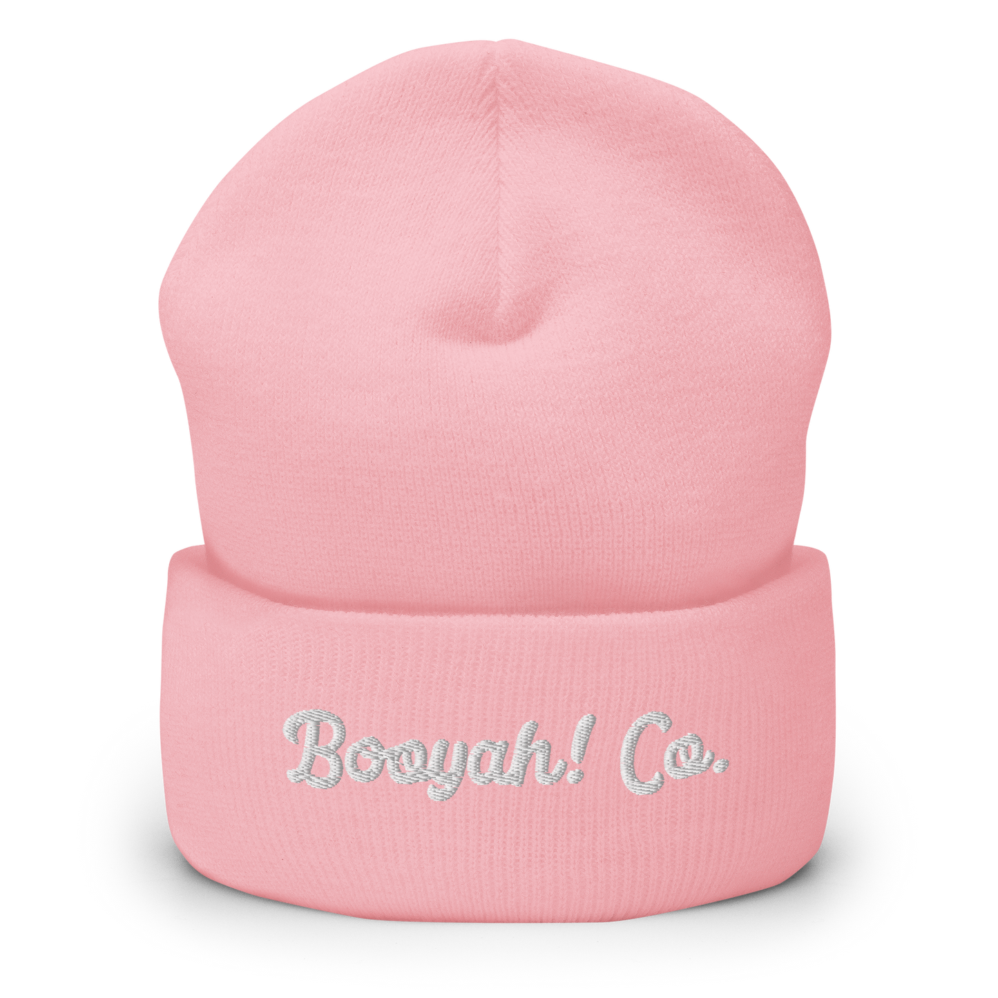 Gorro beanie de punto bordado Booyah! Co. rosa chicle