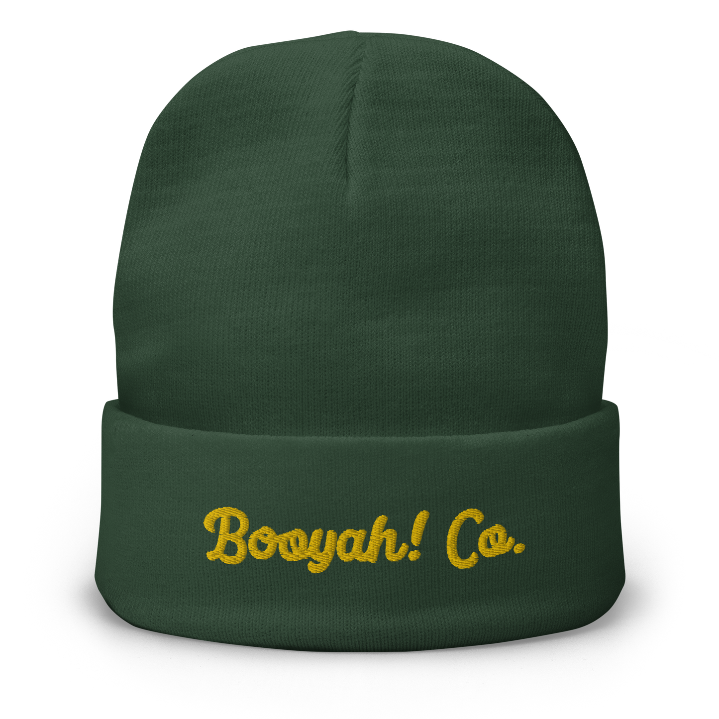 Gorro beanie de punto bordado Booyah! Co. verde botella